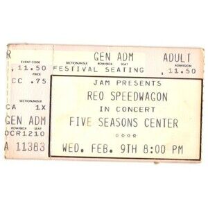 Vintage 1983 REO Speedwagon Red Rider Concert Ticket Stub Cedar Rapids IA